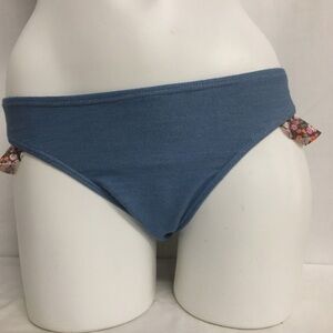 BP | Blue denim like Bikini Bottom with Floral Ruffle Trim sides